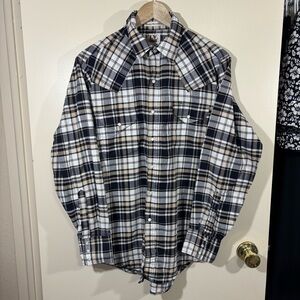 Ely Cattleman Men’s Plaid Western Pearl Snap Button Down Shirt Size M